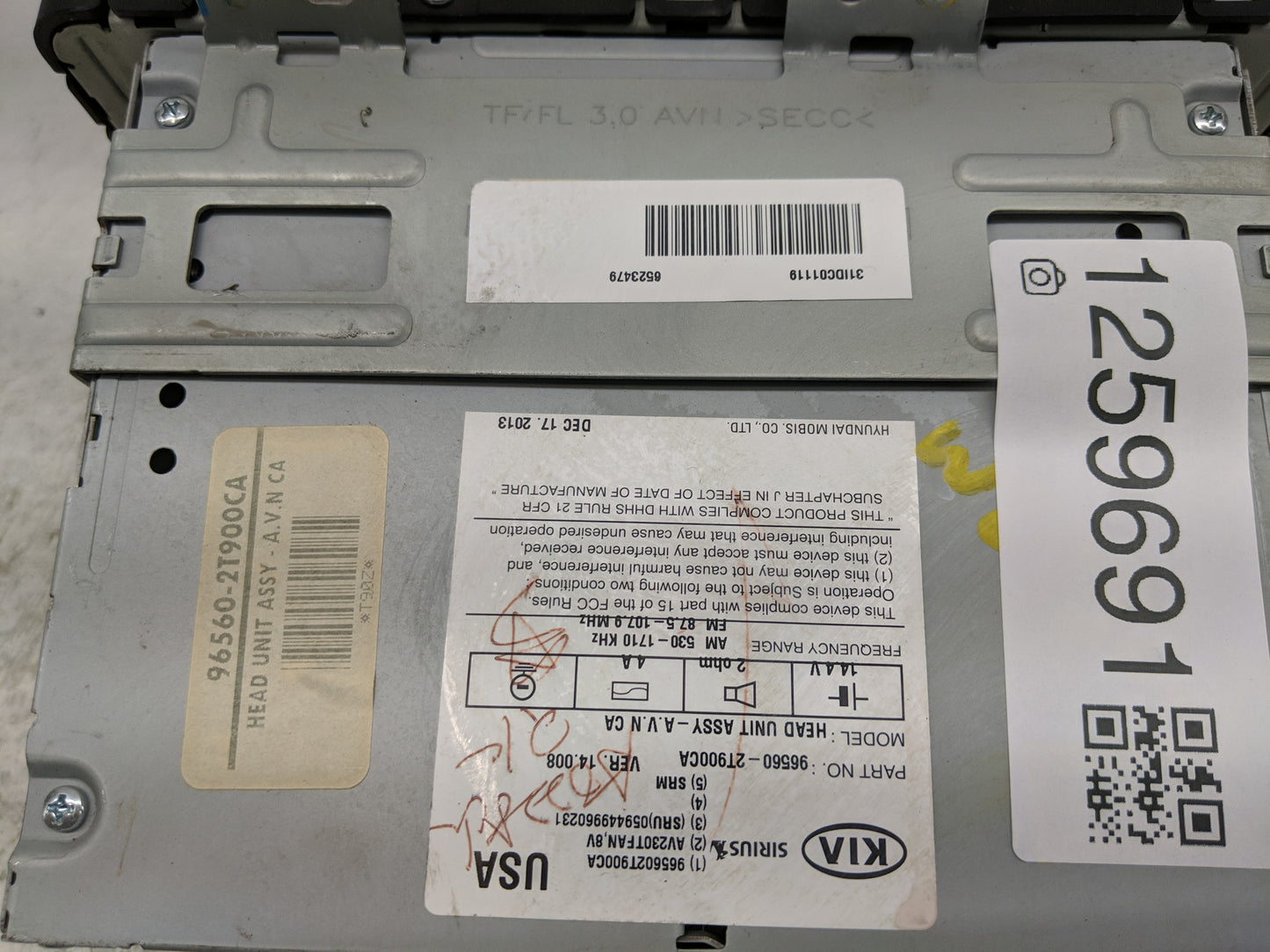 2014-2015 Kia Optima Radio AM FM Cd Player Receiver Replacement P/N:96560-4C102CA Fits Fits 2014 2015 OEM Used Auto Parts - 