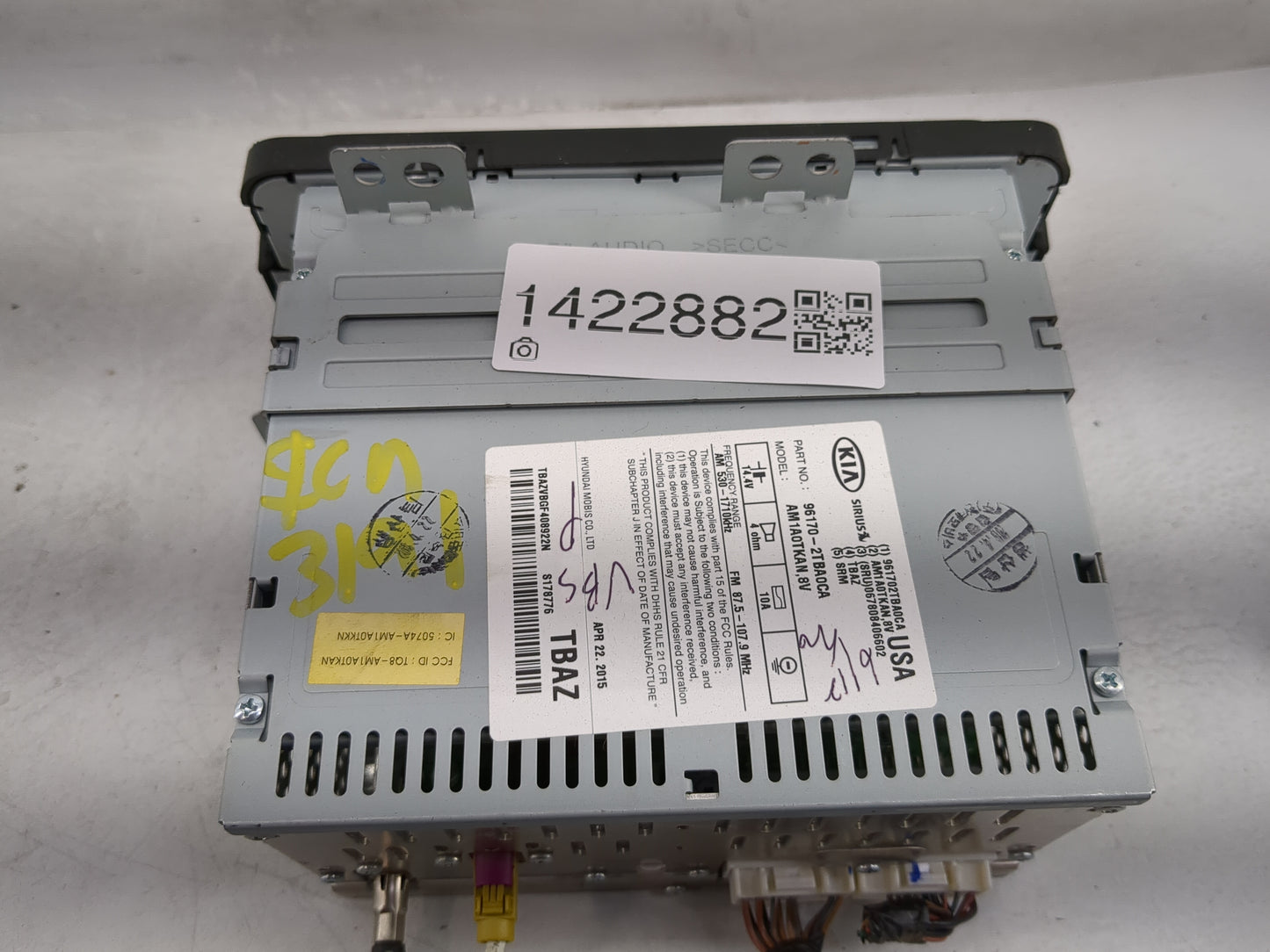2014-2016 Kia Optima Radio AM FM Cd Player Receiver Replacement P/N:96170-2TBA0CA Fits Fits 2014 2015 2016 OEM Used Auto Par