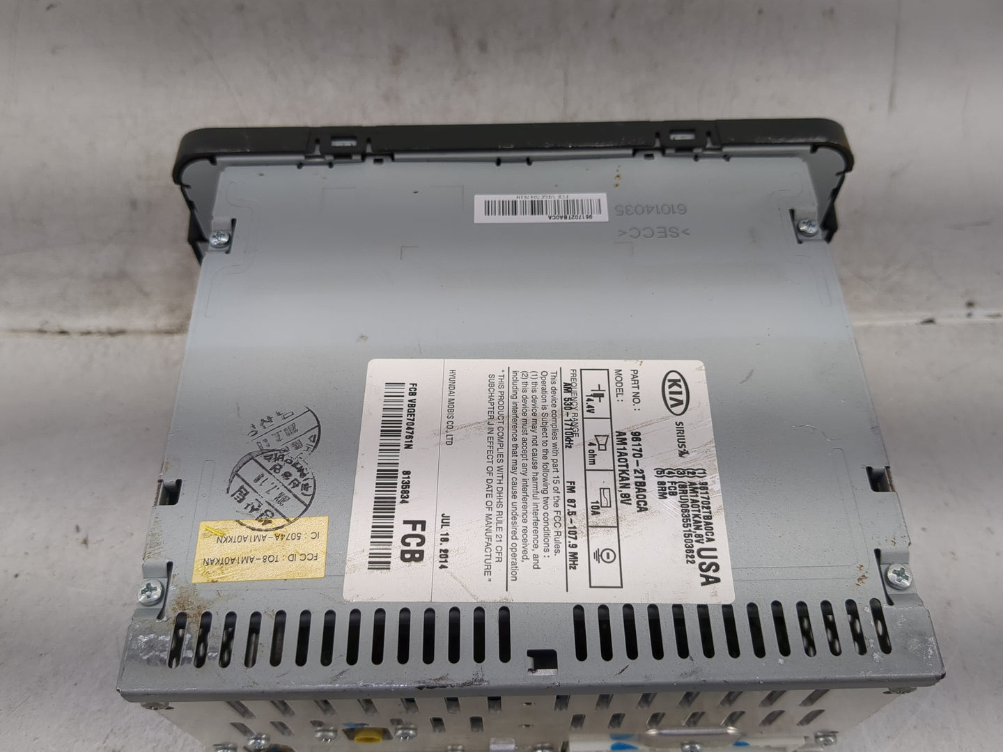 2014-2016 Kia Optima Radio AM FM Cd Player Receiver Replacement P/N:96170-2TBA0CA AM1A0TKAN.8V Fits Fits 2014 2015 2016 OEM 
