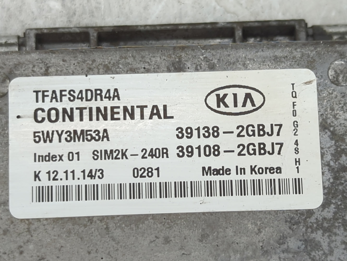 2015 Kia Optima PCM Engine Control Computer ECU ECM PCU OEM P/N:39138-2GBJ7 39108-2GBJ7, 5WY3M53A, TFAFS4DR4A, SIM2K-240R Fi