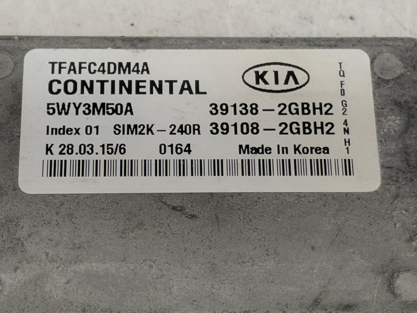 2014-2015 Kia Optima PCM Engine Control Computer ECU ECM PCU OEM P/N:39138-2GBH2 39108-2GBH2, TFAFC4DM4A Fits Fits 2014 2015