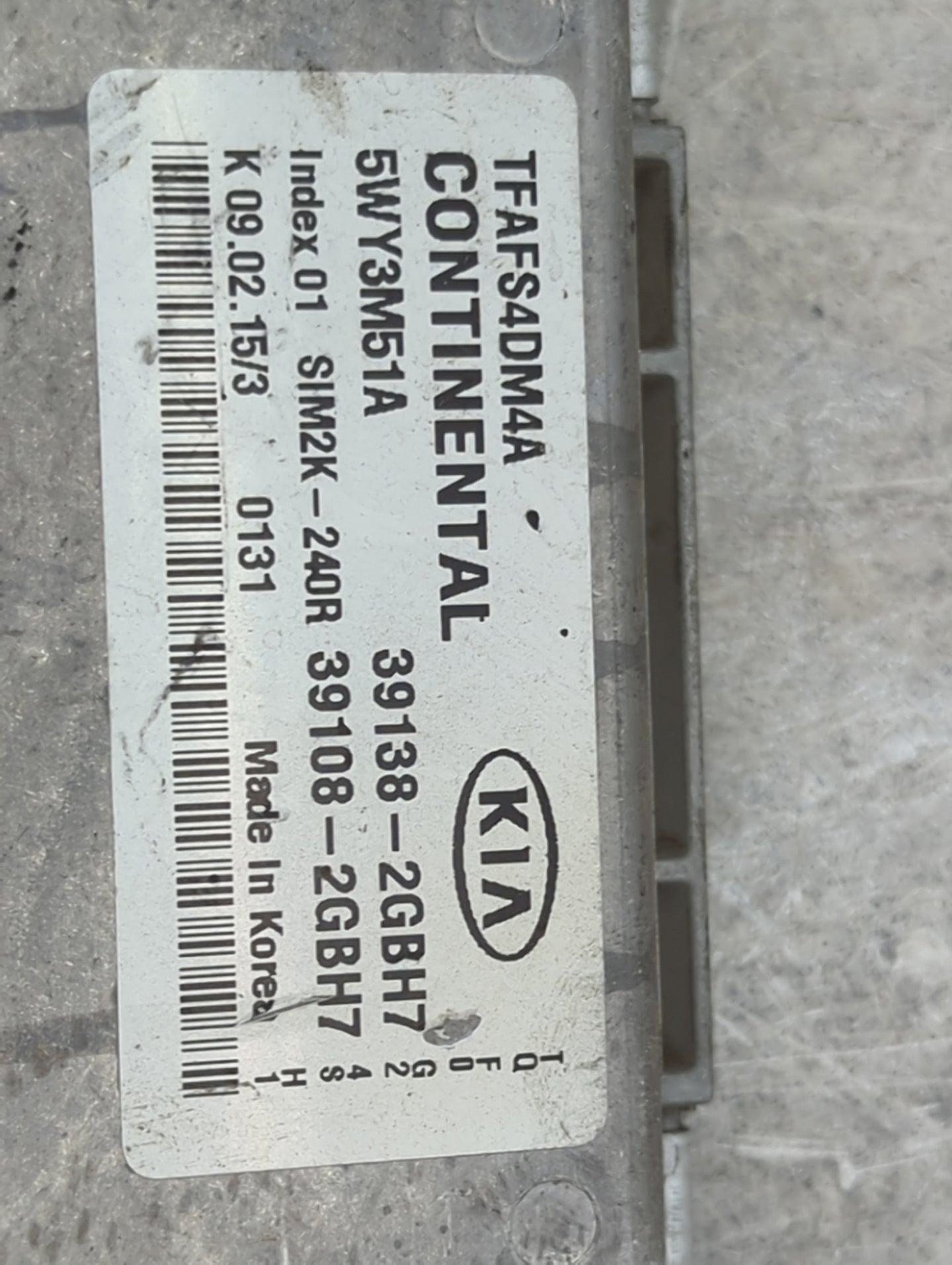 2015 Kia Optima PCM Engine Control Computer ECU ECM PCU OEM P/N:39138-2GBH7 5WY3M51A, 39108-2GBH7, TFAFS4DM4A, SIM2K-240R Fi