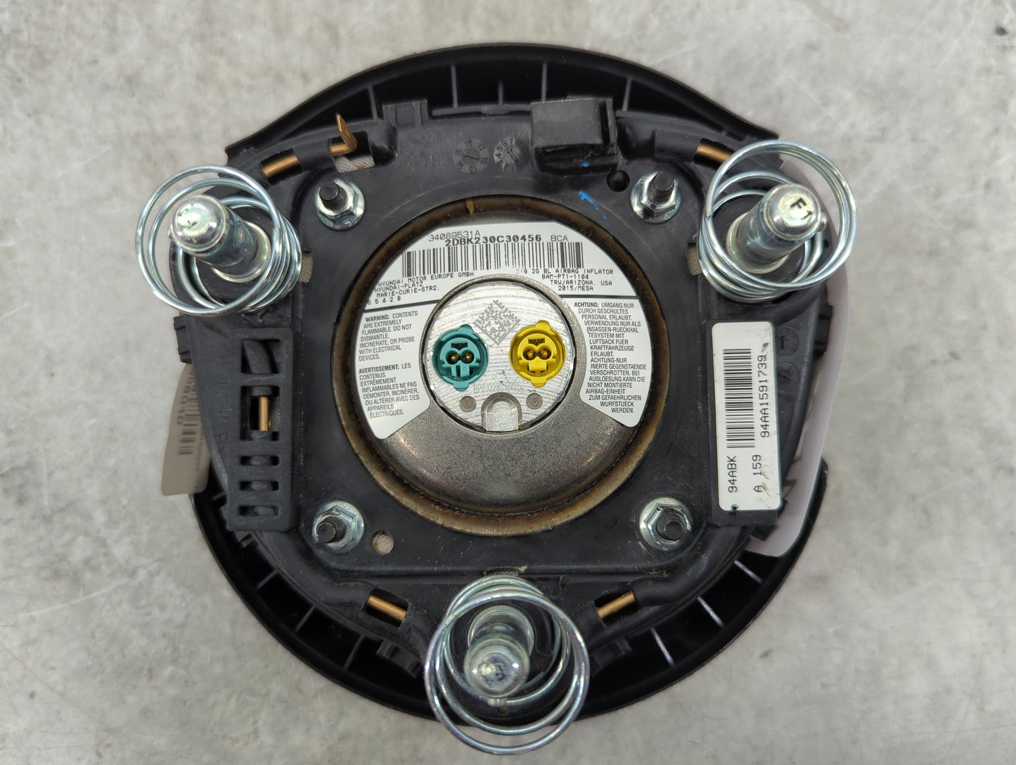2014-2016 Kia Optima Air Bag Driver Left Steering Wheel Mounted Black - Oemusedautoparts1.com
