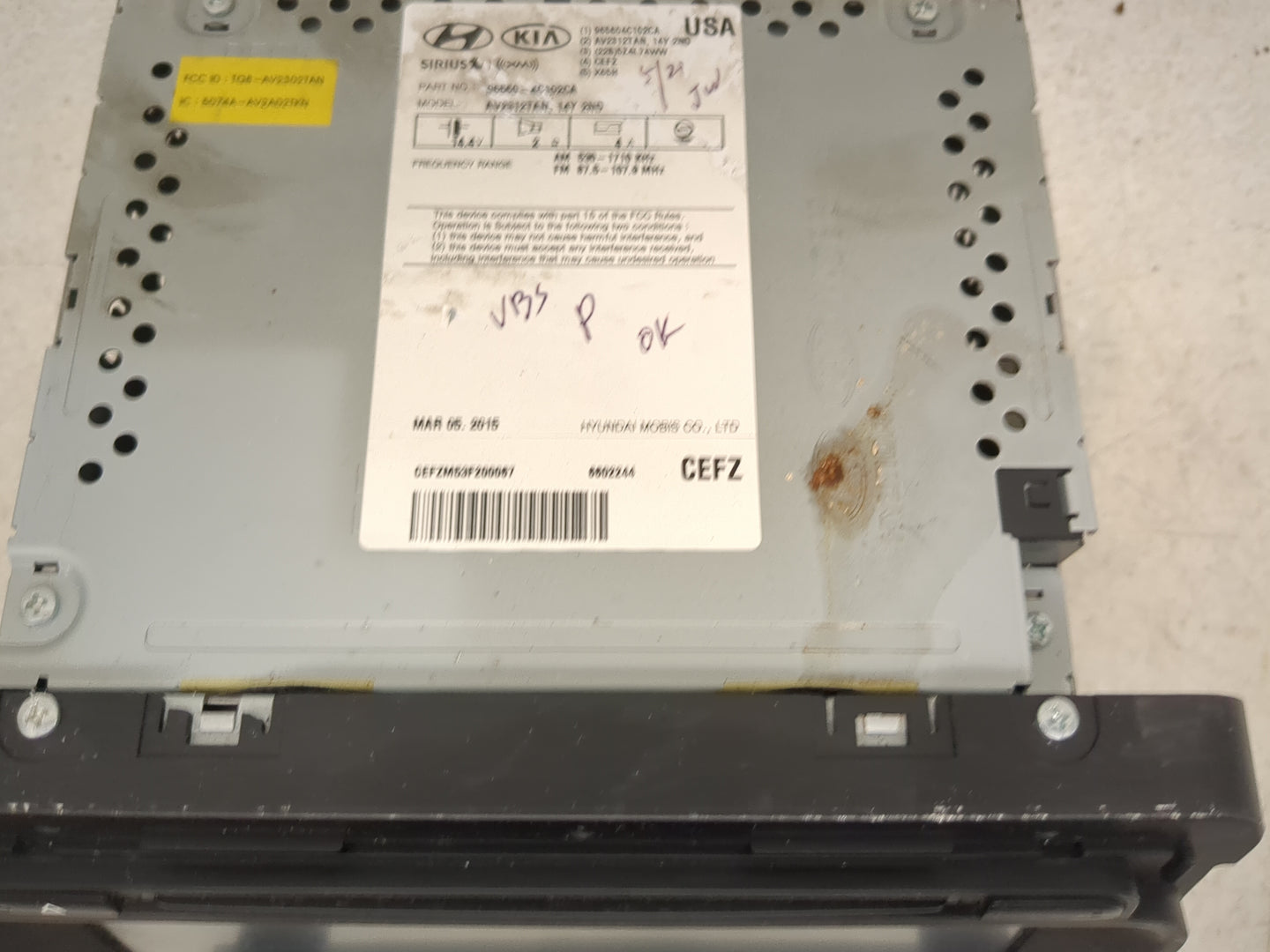 2014-2015 Kia Optima Radio AM FM Cd Player Receiver Replacement P/N:96560-4C102CA AV2012TEN, TQ8-AV2007AN Fits Fits 2014 201