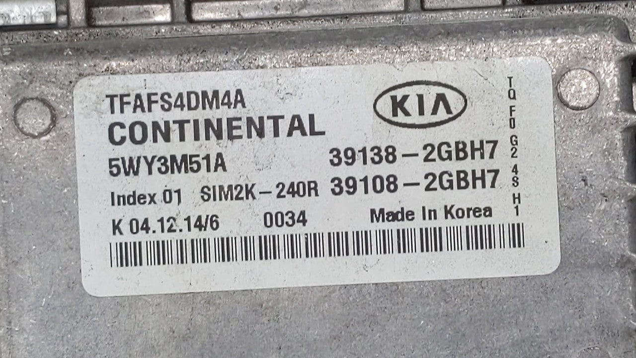2015 Kia Optima PCM Engine Control Computer ECU ECM PCU OEM P/N:36108-2GBH7 39138-2GBH7 Fits OEM Used Auto Parts - Oemusedau