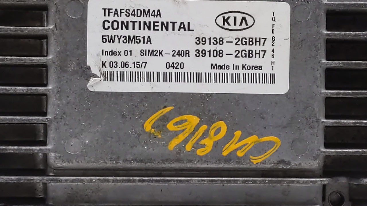 2015 Kia Optima PCM Engine Control Computer ECU ECM PCU OEM P/N:36108-2GBH7 39138-2GBH7 Fits OEM Used Auto Parts - Oemusedau