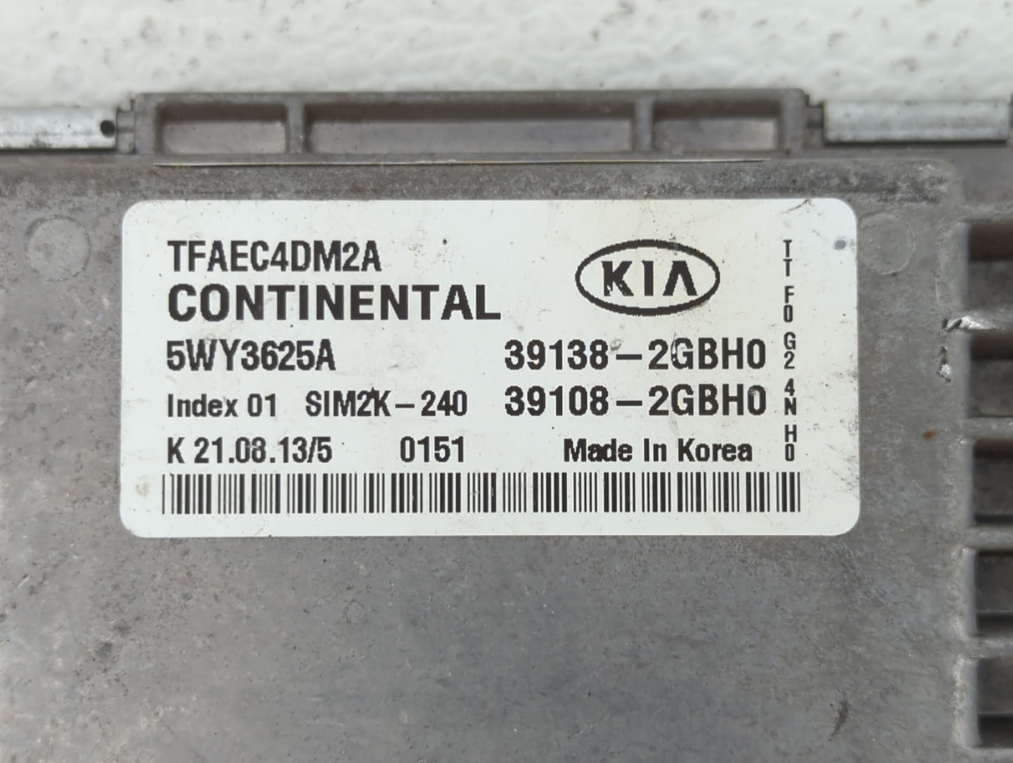 2014-2015 Kia Optima PCM Engine Control Computer ECU ECM PCU OEM P/N:39138-2GBH0 39108-2GBH0, 391382GBH0 Fits Fits 2014 2015