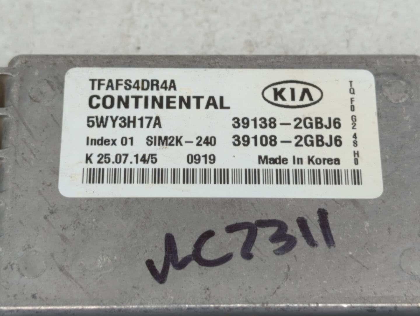 2015 Kia Optima PCM Engine Control Computer ECU ECM PCU OEM P/N:39138-2GBJ6 39108-2GBJ6 Fits OEM Used Auto Parts - Oemusedau