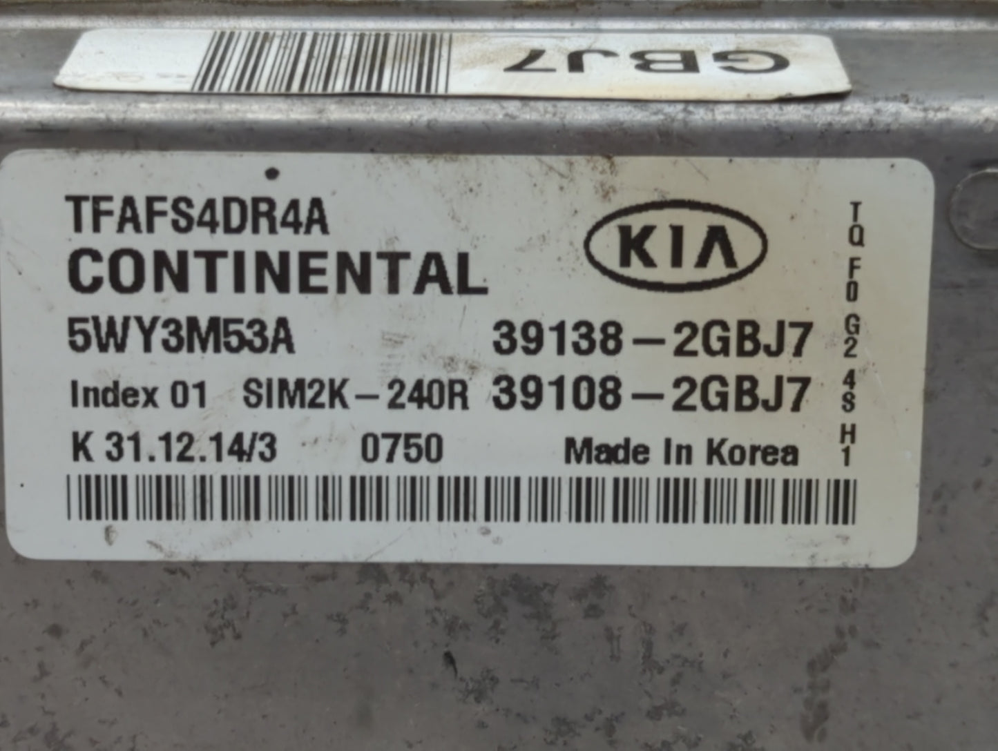 2015 Kia Optima PCM Engine Control Computer ECU ECM PCU OEM P/N:39108-2GBJ7 39138-2GBJ7 Fits OEM Used Auto Parts - Oemusedau