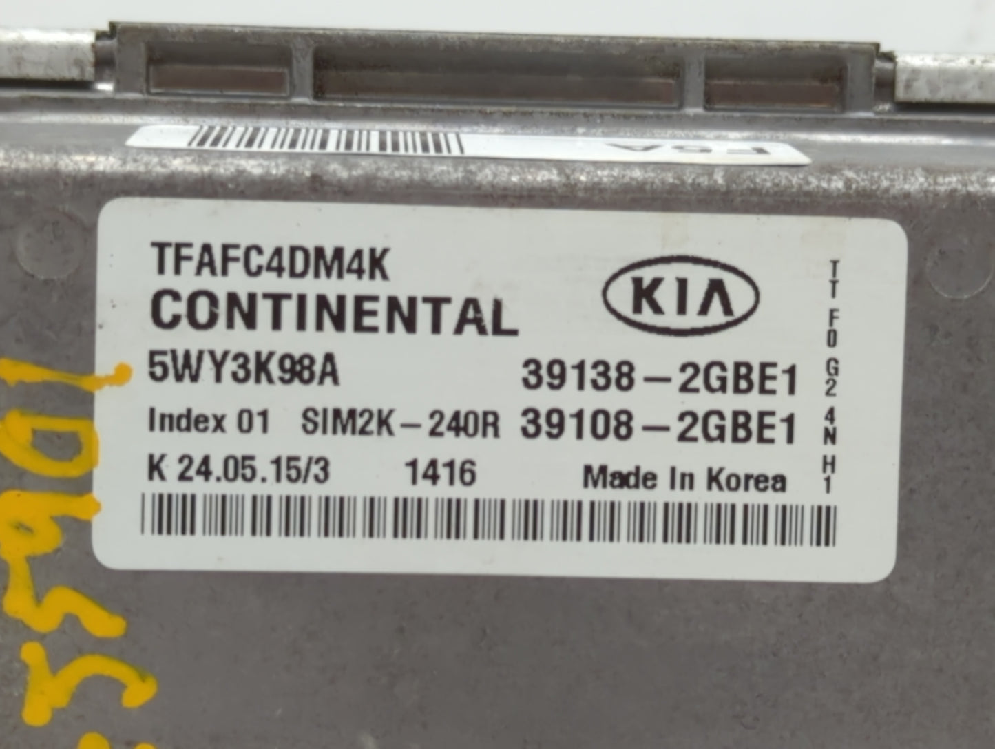 2014-2015 Kia Optima PCM Engine Control Computer ECU ECM PCU OEM P/N:39108-2GBE1 39138-2GBE1, 391082GBE1 Fits Fits 2014 2015