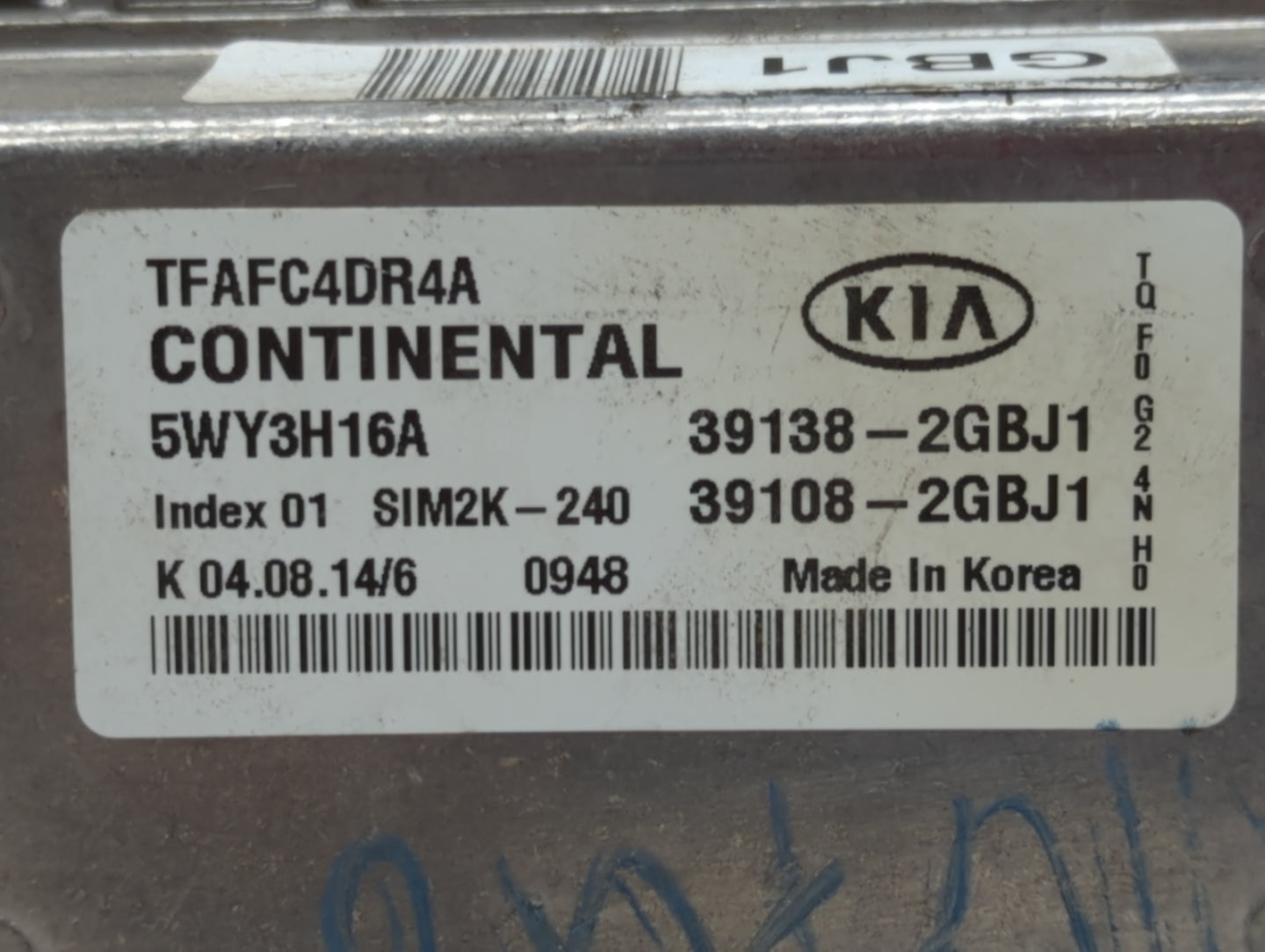 2015 Kia Optima PCM Engine Control Computer ECU ECM PCU OEM P/N:39138-2GBJ1 39108-2GBJ1 Fits OEM Used Auto Parts - Oemusedau