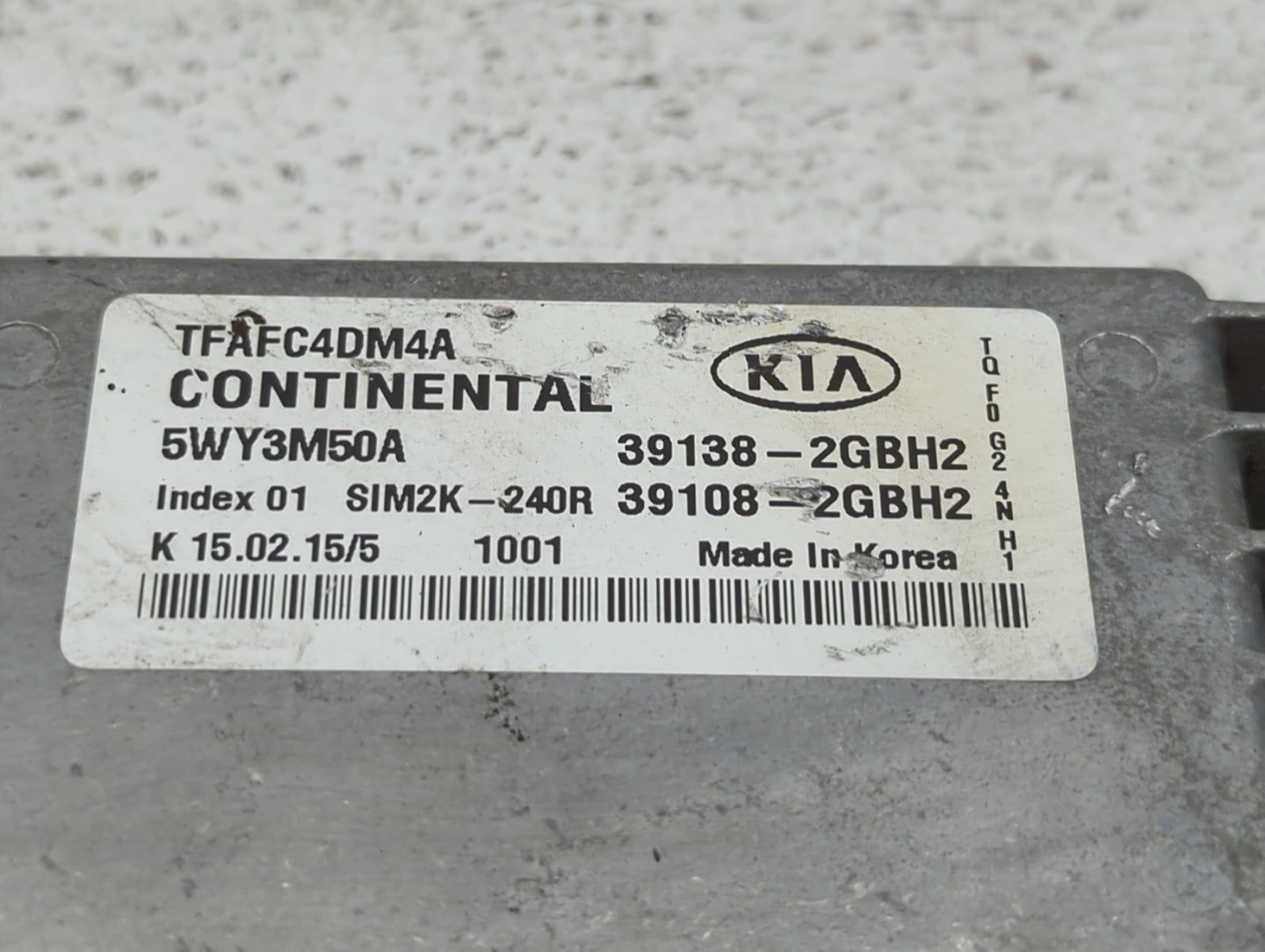 2015 Kia Optima PCM Engine Control Computer ECU ECM PCU OEM P/N:39108-2GBH2 39138-2GBH2 Fits OEM Used Auto Parts - Oemusedau