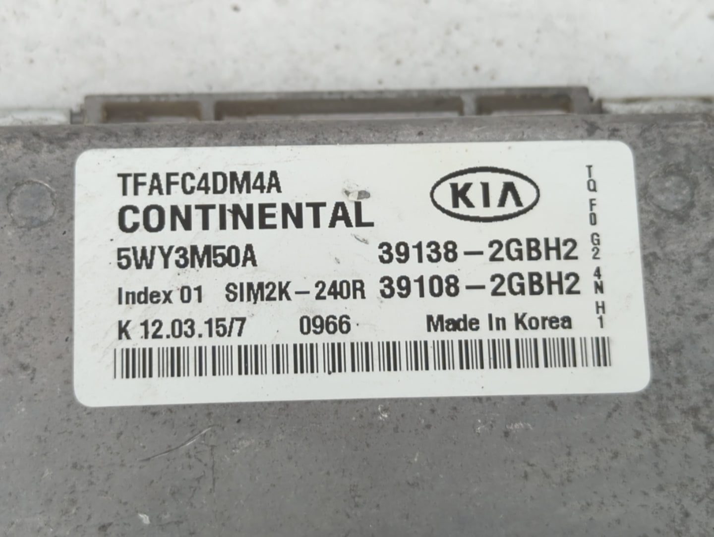 2015 Kia Optima PCM Engine Control Computer ECU ECM PCU OEM P/N:39108-2GBH2 39138-2GBH2 Fits OEM Used Auto Parts - Oemusedau
