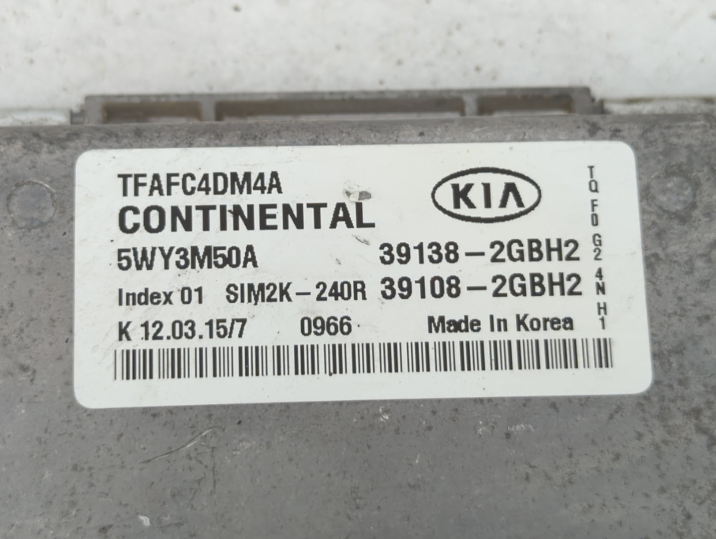 2015 Kia Optima PCM Engine Control Computer ECU ECM PCU OEM P/N:39108-2GBH2 39138-2GBH2 Fits OEM Used Auto Parts - Oemusedau
