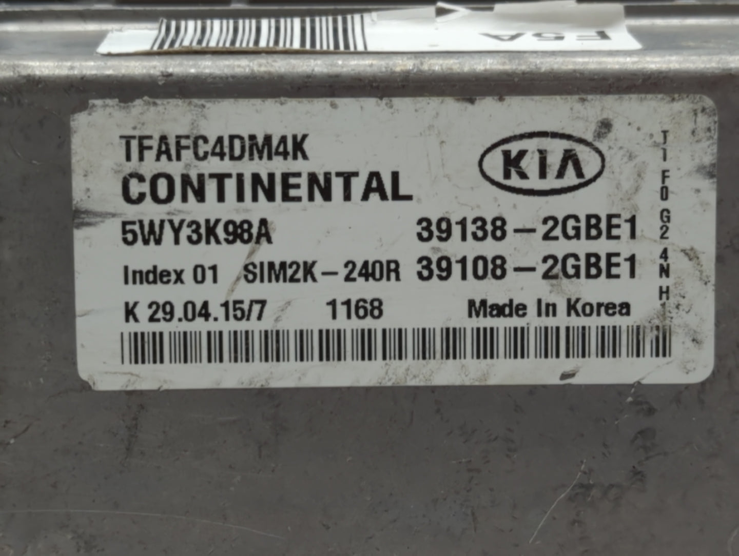 2014-2015 Kia Optima PCM Engine Control Computer ECU ECM PCU OEM P/N:391082GBE1 391082GBE0, 39138-2GBE0 Fits Fits 2014 2015 