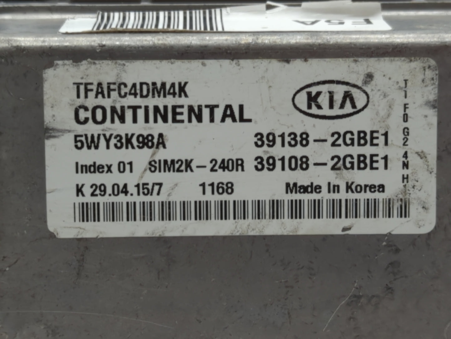 2014-2015 Kia Optima PCM Engine Control Computer ECU ECM PCU OEM P/N:391082GBE1 391082GBE0, 39138-2GBE0 Fits Fits 2014 2015 