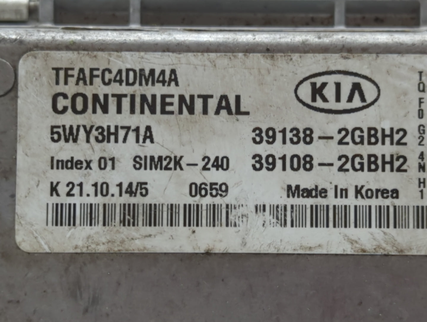 2015 Kia Optima PCM Engine Control Computer ECU ECM PCU OEM P/N:39108-2GBH2 39138-2GBH2 Fits OEM Used Auto Parts - Oemusedau