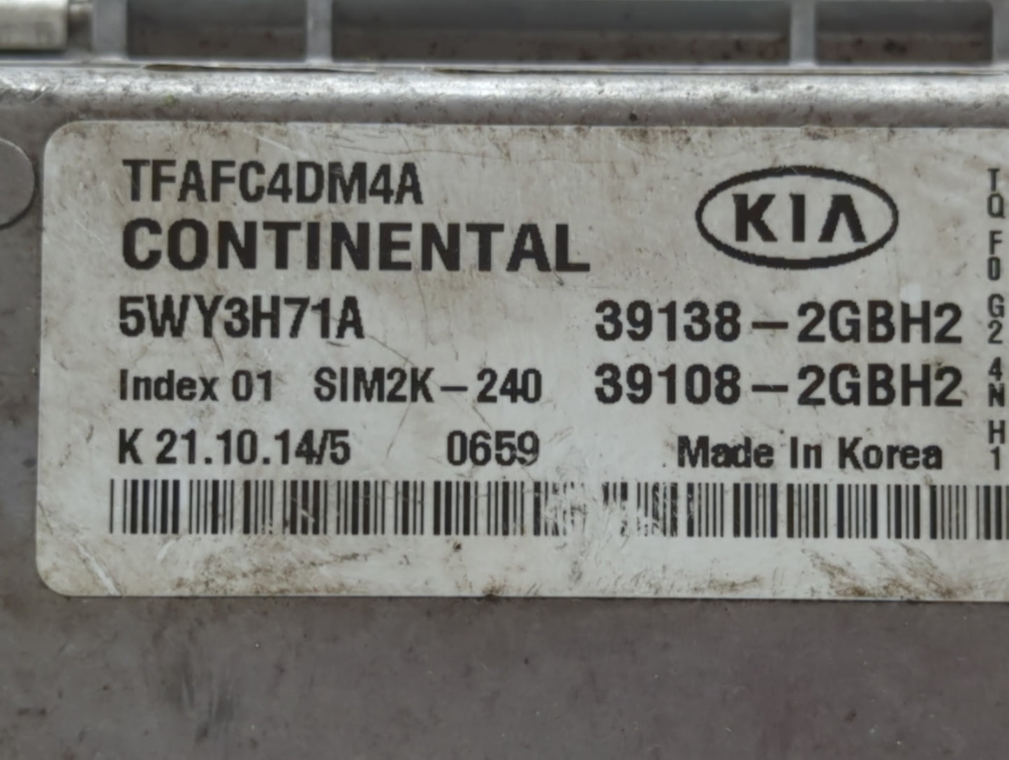 2015 Kia Optima PCM Engine Control Computer ECU ECM PCU OEM P/N:39108-2GBH2 39138-2GBH2 Fits OEM Used Auto Parts - Oemusedau