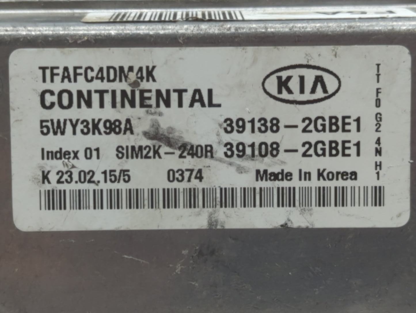 2015 Kia Optima PCM Engine Control Computer ECU ECM PCU OEM P/N:39108-2GBE1 39138-2GBE1 Fits OEM Used Auto Parts - Oemusedau