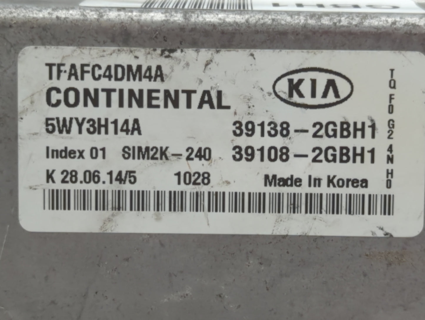 2015 Kia Optima PCM Engine Control Computer ECU ECM PCU OEM P/N:39138-2GBH1 39108-2GBH1, 39138-2GBH2, 39108-2GBH2 Fits OEM U