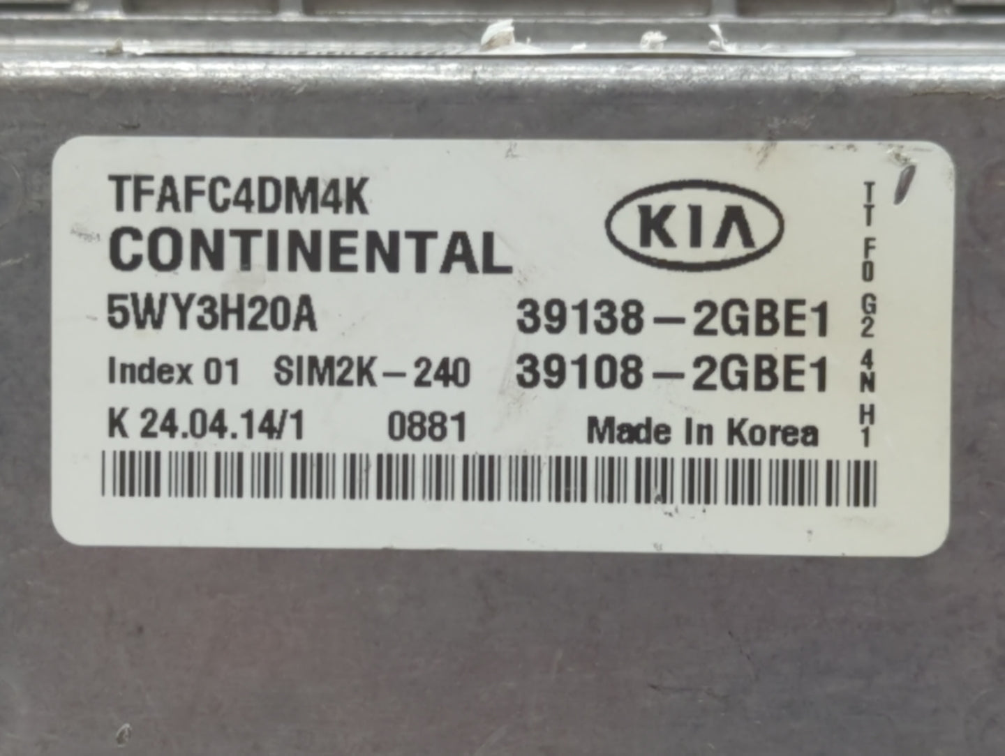 2014-2015 Kia Optima PCM Engine Control Computer ECU ECM PCU OEM P/N:39138-2GBE1 Fits Fits 2014 2015 OEM Used Auto Parts - O