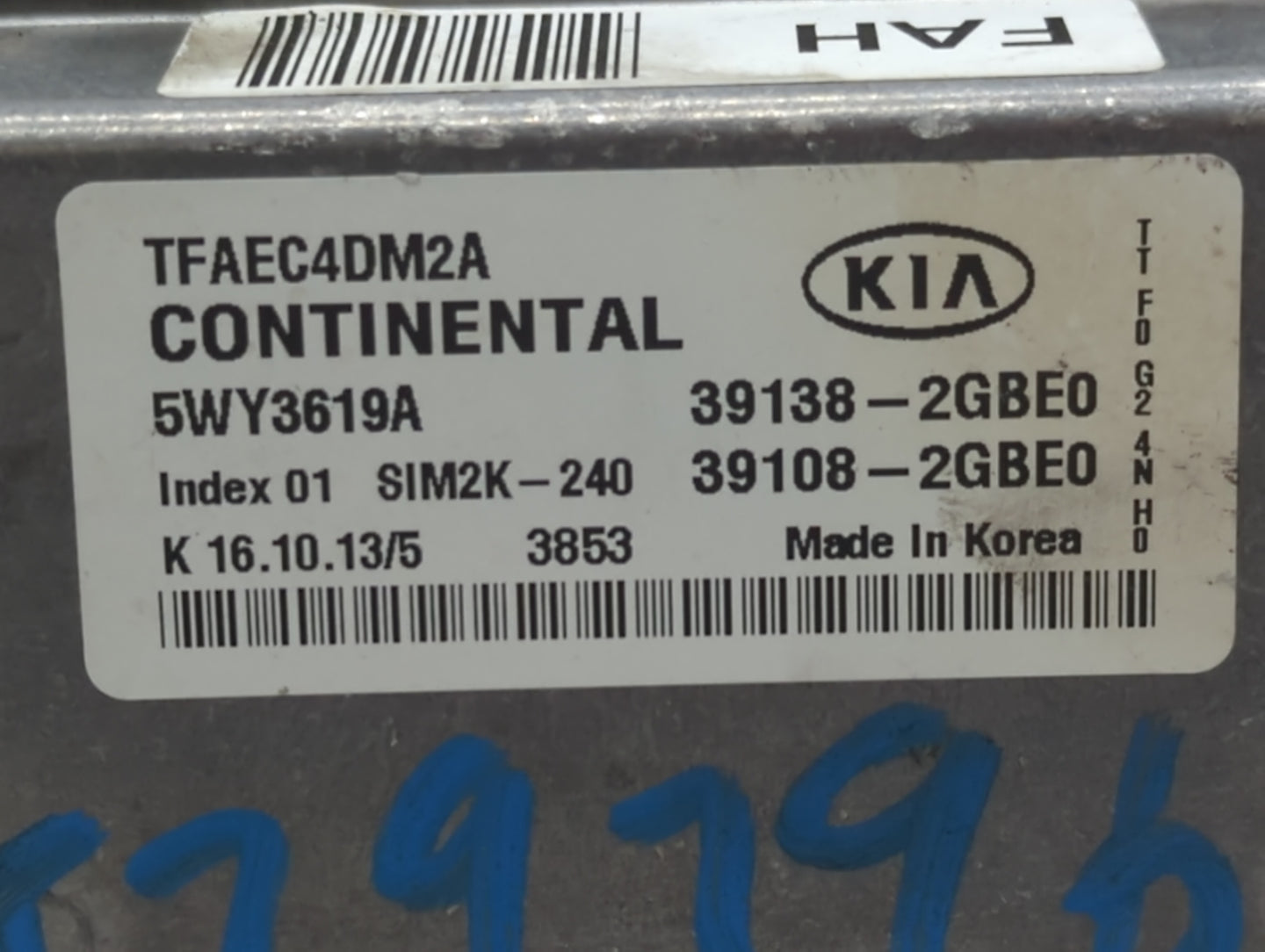 2014-2015 Kia Optima PCM Engine Control Computer ECU ECM PCU OEM P/N:39108-2GBE0 39138-2GBE0, 39138-2GBE1 Fits Fits 2014 201