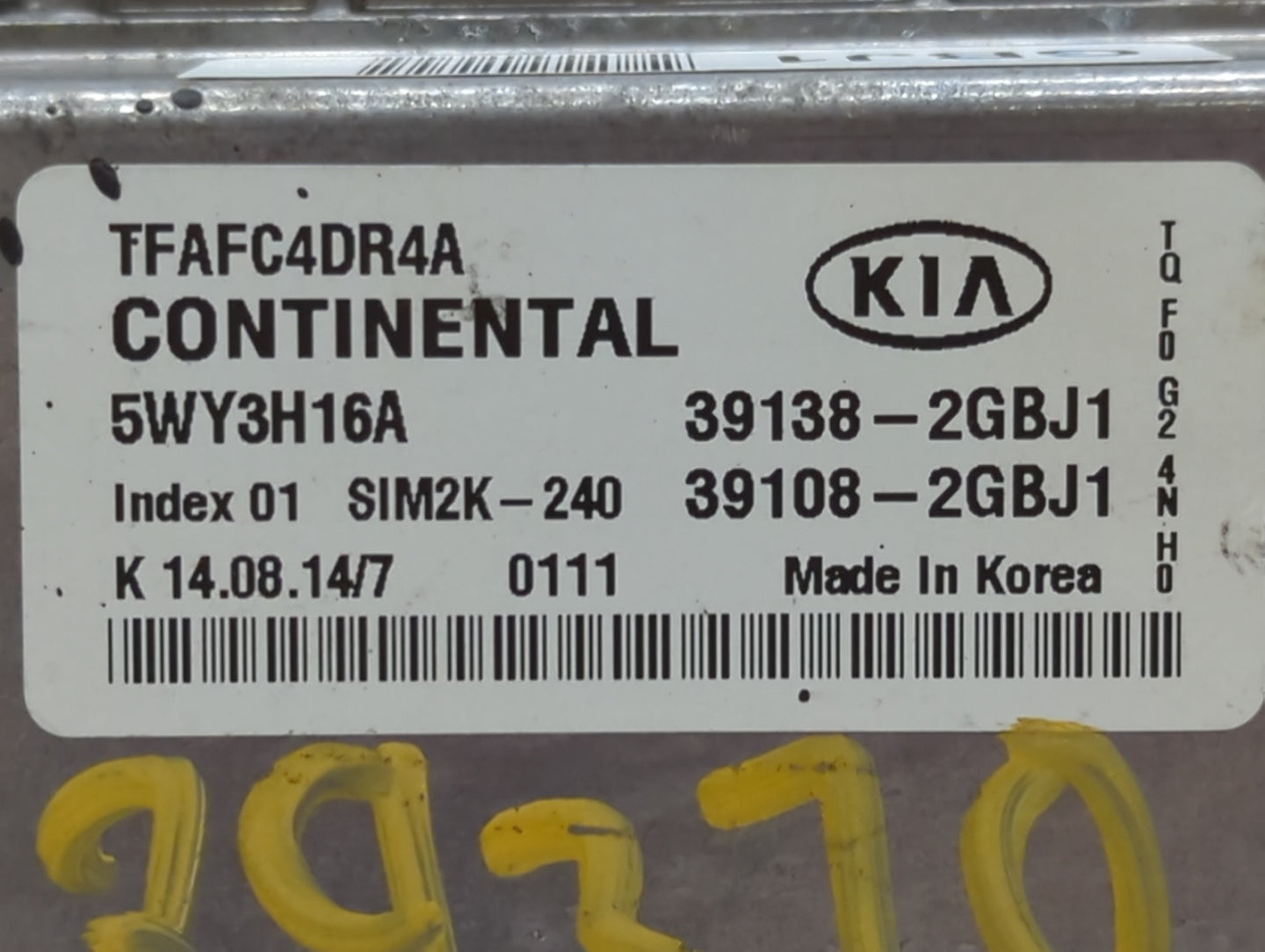 2015 Kia Optima PCM Engine Control Computer ECU ECM PCU OEM P/N:39108-2GBJ1 39138-2GBJ1 Fits OEM Used Auto Parts - Oemusedau