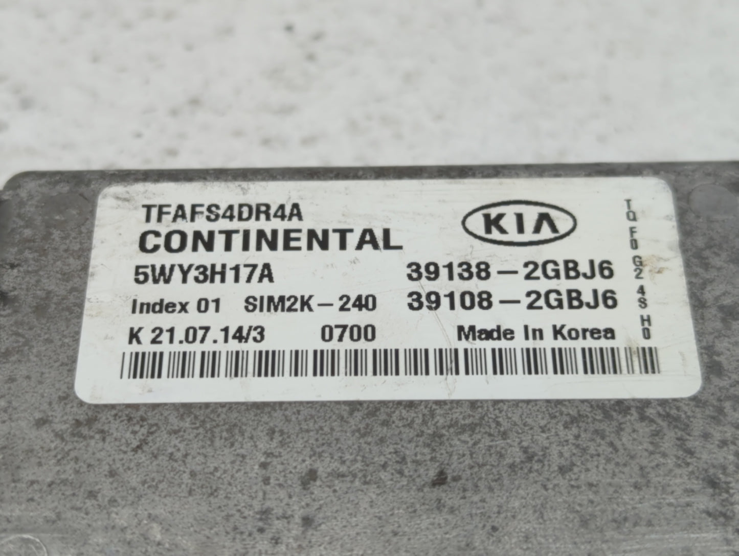 2015 Kia Optima PCM Engine Control Computer ECU ECM PCU OEM P/N:39138-2GBJ6 39108-2GBJ6 Fits OEM Used Auto Parts - Oemusedau