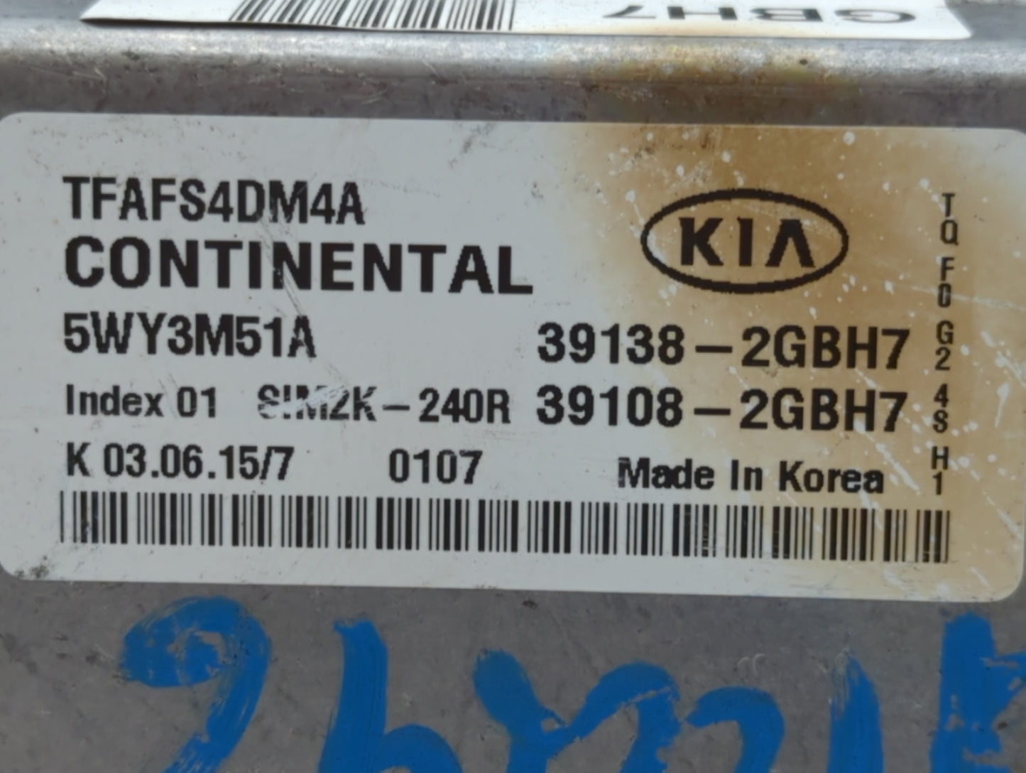 2014-2015 Kia Optima PCM Engine Control Computer ECU ECM PCU OEM P/N:39108-2GBH7 39138-2GBH7, 39108-2GBE6 Fits Fits 2014 201