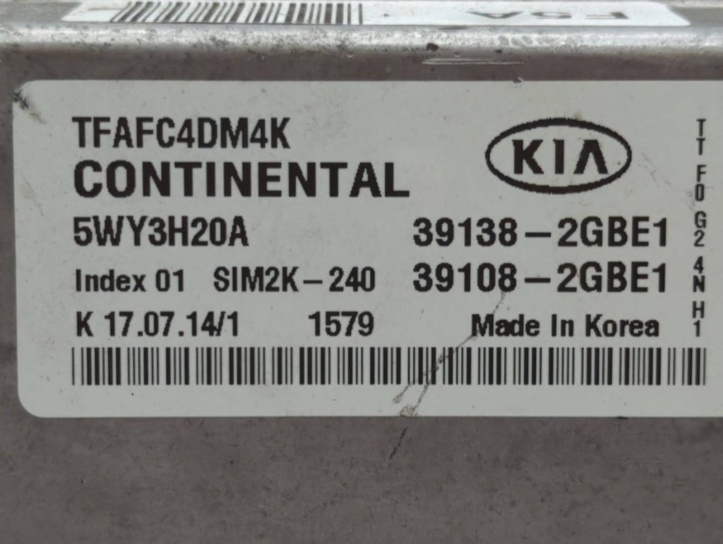 2014-2015 Kia Optima PCM Engine Control Computer ECU ECM PCU OEM P/N:39108-2GBE1 39108-2GBH2, 39138-2GBH2 Fits Fits 2014 201