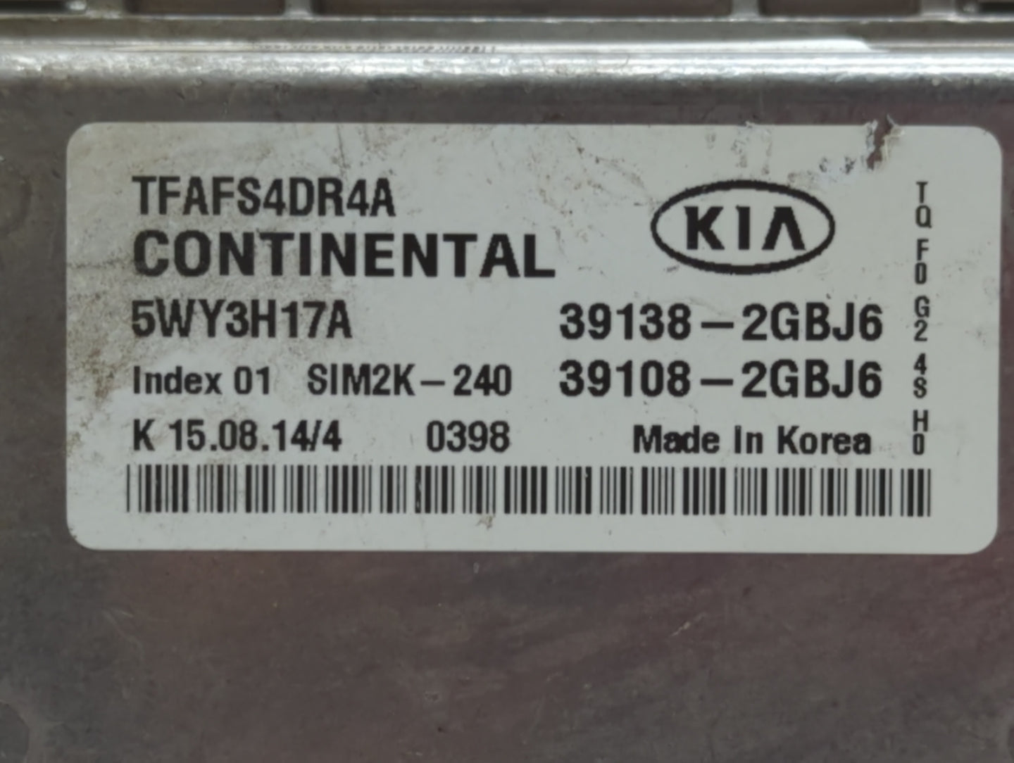2014-2015 Kia Optima PCM Engine Control Computer ECU ECM PCU OEM P/N:39108-2GBJ6 39138-2GBJ6, 39108-2GBH5 Fits Fits 2014 201