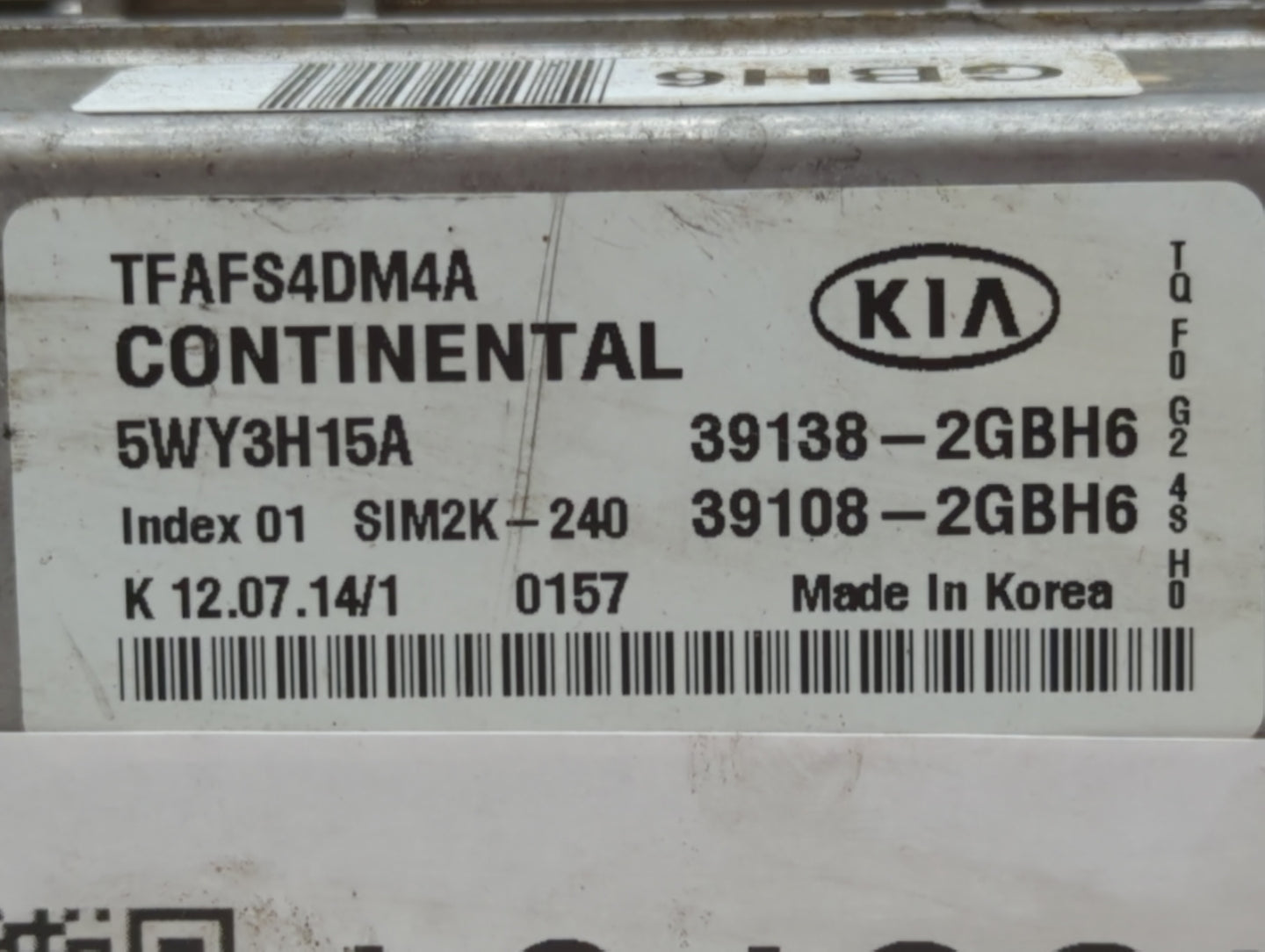 2015 Kia Optima PCM Engine Control Computer ECU ECM PCU OEM P/N:39108-2GBH6 39138-2GBH6, 39138-2GBH7, 36108-2GBH7 Fits OEM U