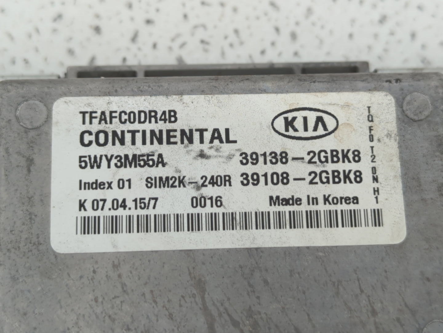 2015 Kia Optima PCM Engine Control Computer ECU ECM PCU OEM P/N:39138-2GBK8 39108-2GBK8 Fits OEM Used Auto Parts - Oemusedau