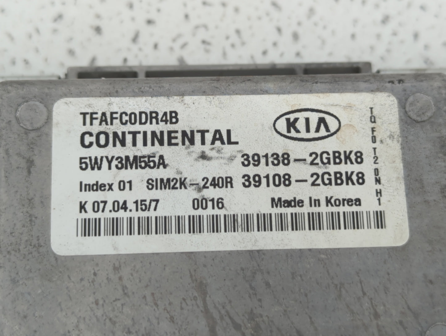 2015 Kia Optima PCM Engine Control Computer ECU ECM PCU OEM P/N:39138-2GBK8 39108-2GBK8 Fits OEM Used Auto Parts - Oemusedau