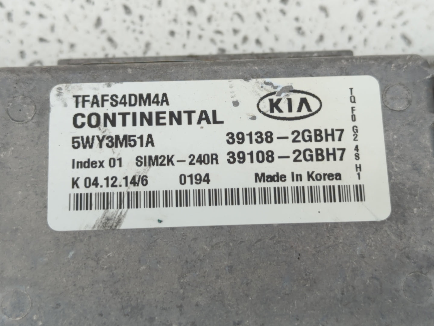 2015 Kia Optima PCM Engine Control Computer ECU ECM PCU OEM P/N:39138-2GBH7 Fits OEM Used Auto Parts - Oemusedautoparts1.com