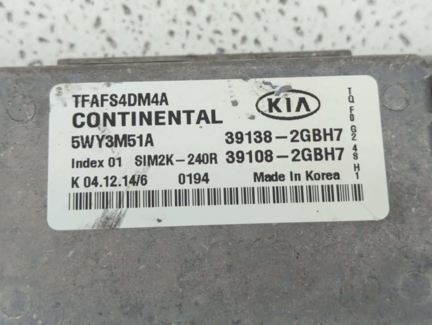 2015 Kia Optima PCM Engine Control Computer ECU ECM PCU OEM P/N:39138-2GBH7 Fits OEM Used Auto Parts - Oemusedautoparts1.com