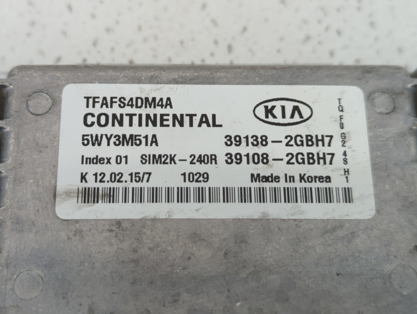2015 Kia Optima PCM Engine Control Computer ECU ECM PCU OEM P/N:39108-2GBH7 39138-2GBH7 Fits OEM Used Auto Parts - Oemusedau