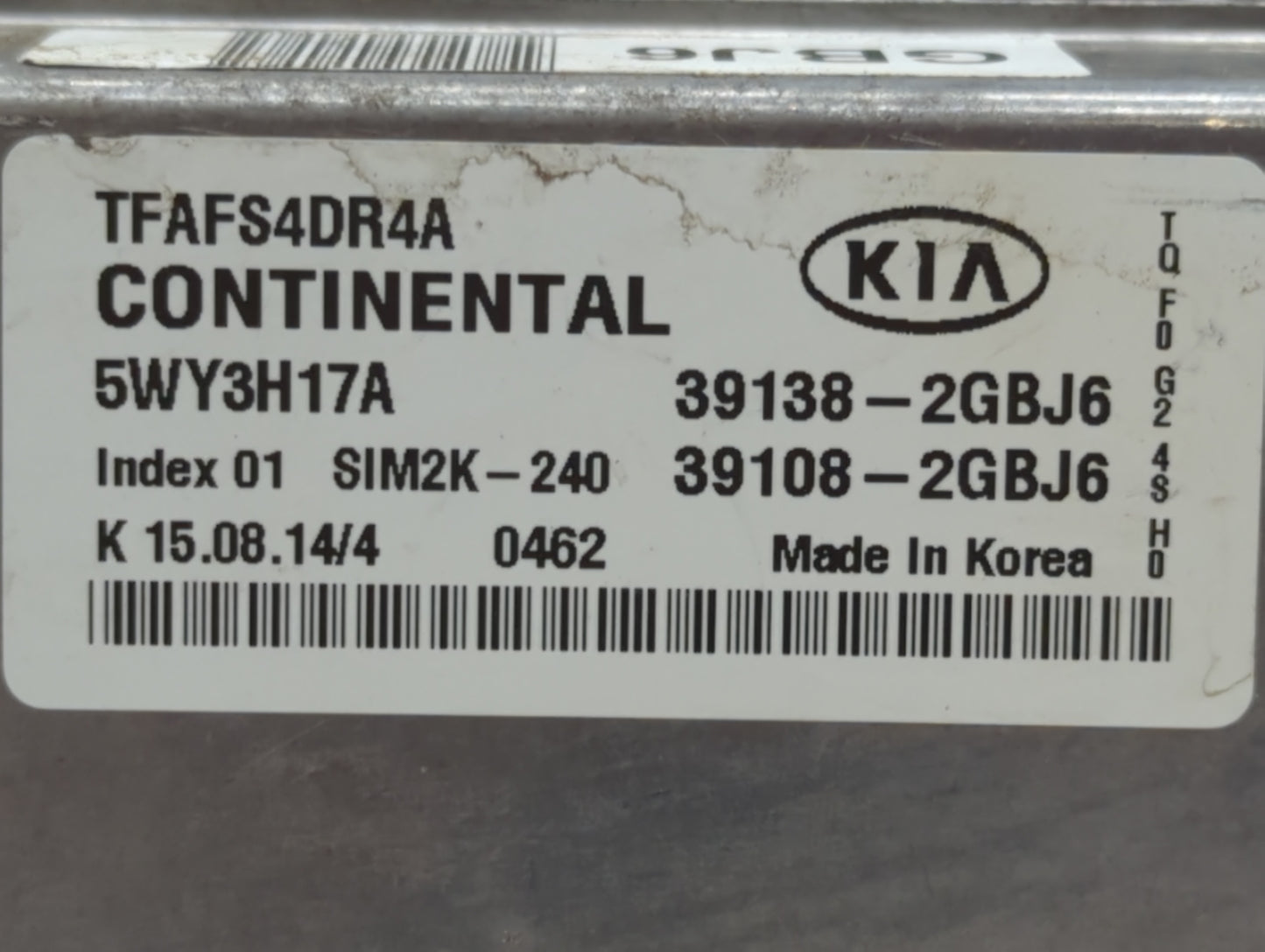 2015 Kia Optima PCM Engine Control Computer ECU ECM PCU OEM P/N:39138-2GBJ6 39108-2GBJ6 Fits OEM Used Auto Parts - Oemusedau