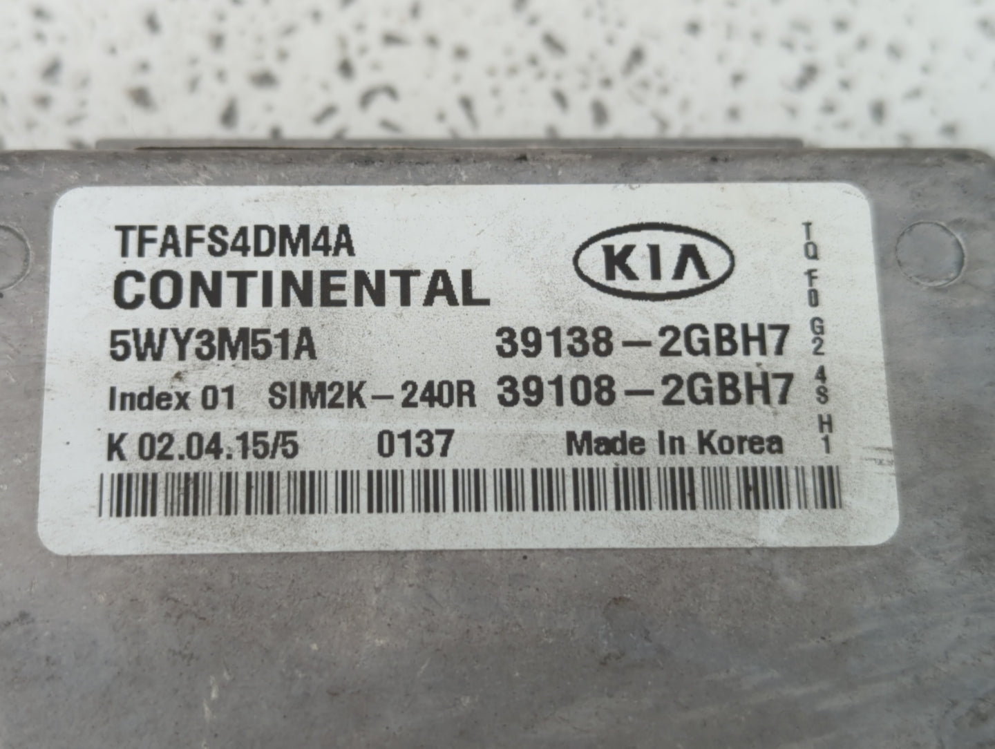 2015 Kia Optima PCM Engine Control Computer ECU ECM PCU OEM P/N:39108-2GBH7 39138-2GBH7 Fits OEM Used Auto Parts - Oemusedau