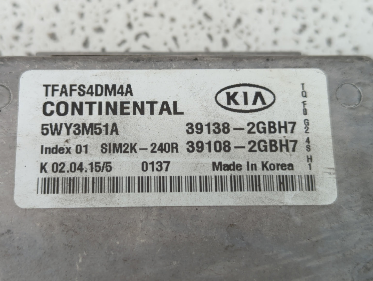 2015 Kia Optima PCM Engine Control Computer ECU ECM PCU OEM P/N:39108-2GBH7 39138-2GBH7 Fits OEM Used Auto Parts - Oemusedau