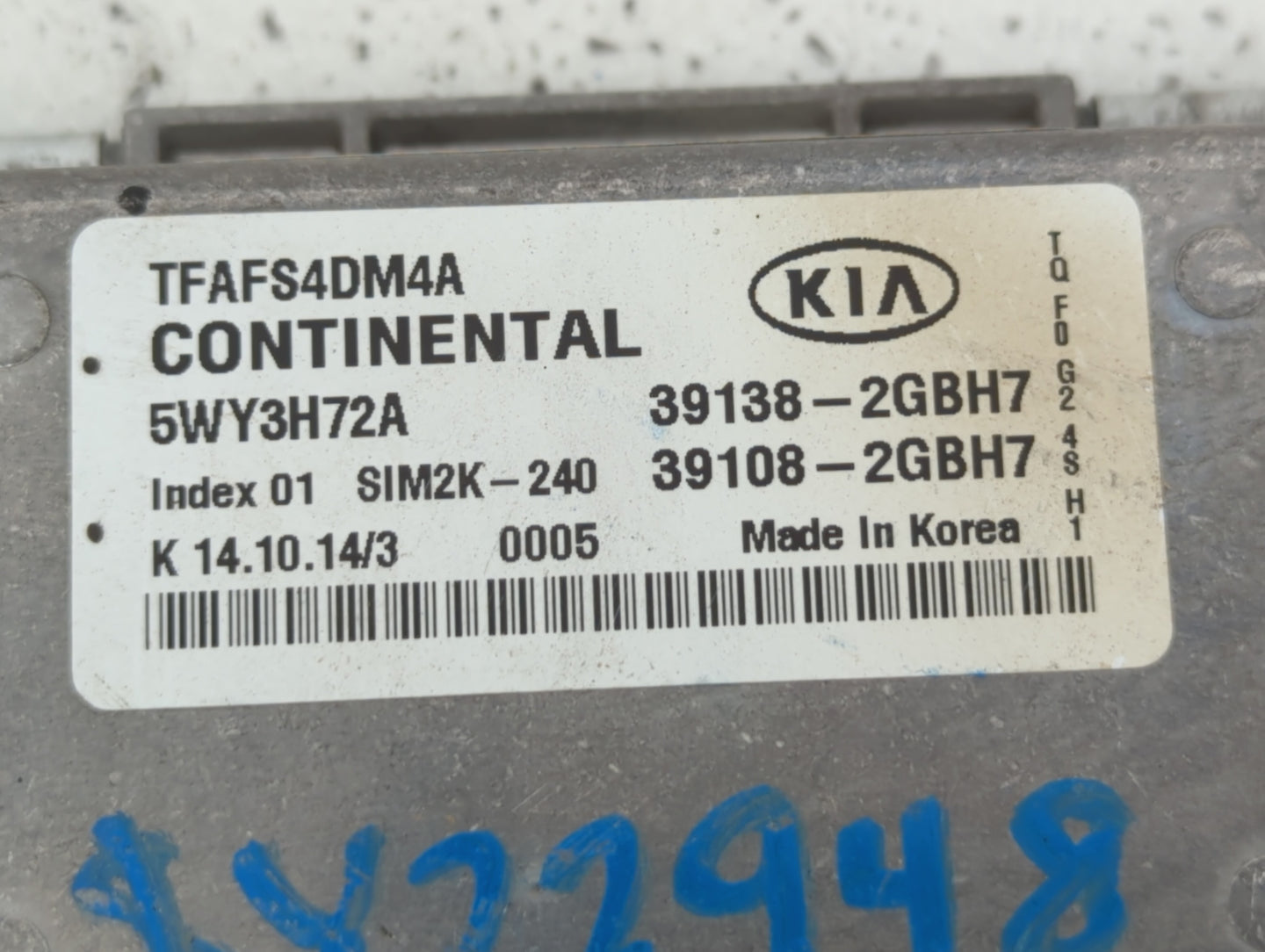 2015 Kia Optima PCM Engine Control Computer ECU ECM PCU OEM P/N:39108-2GBH7 39138-2GBH7 Fits OEM Used Auto Parts - Oemusedau