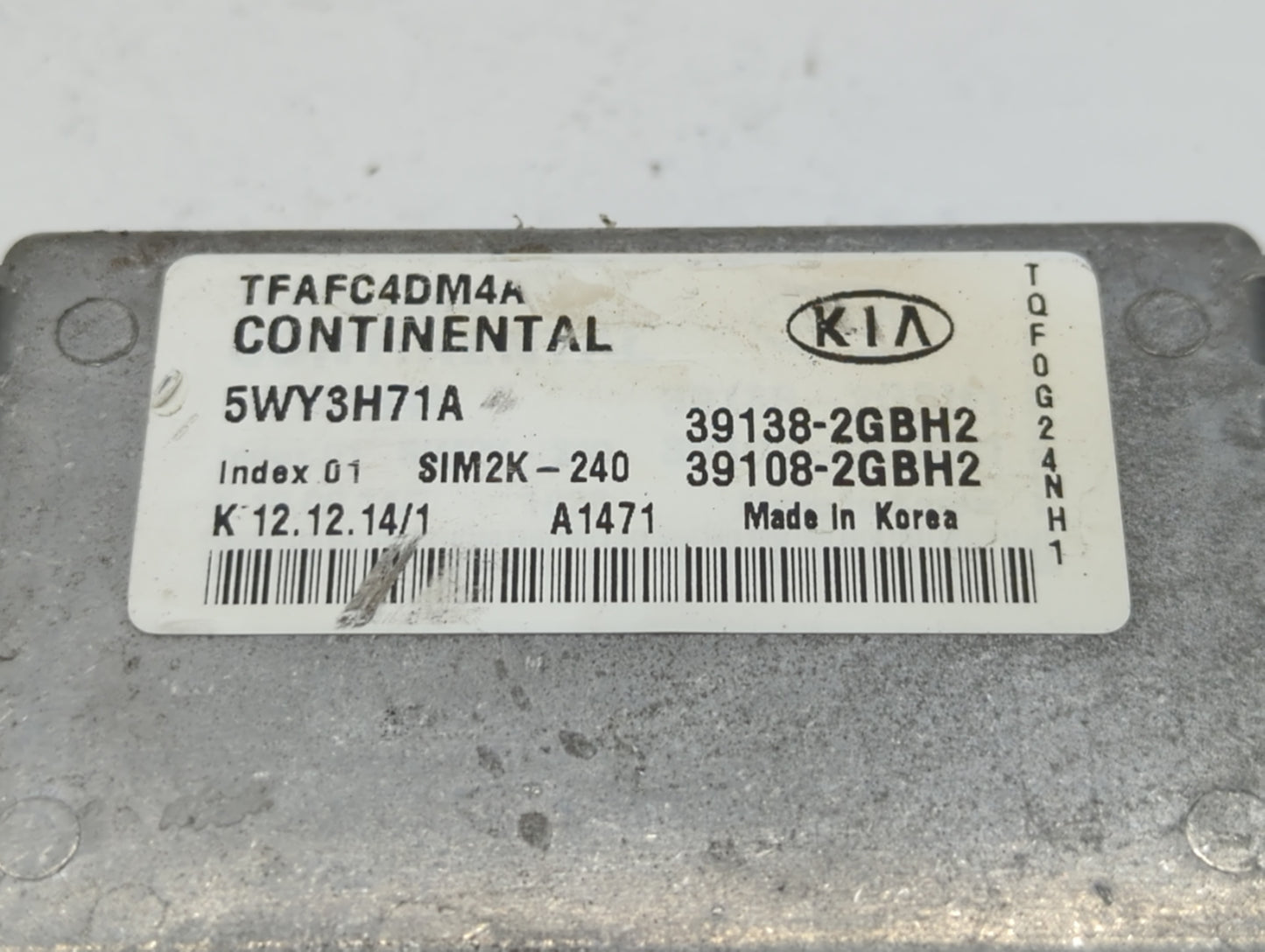 2015 Kia Optima PCM Engine Control Computer ECU ECM PCU OEM P/N:39138-2GBE1 39108-2GBE1, 39108-2GBH2, 39138-2GBH2 Fits OEM U