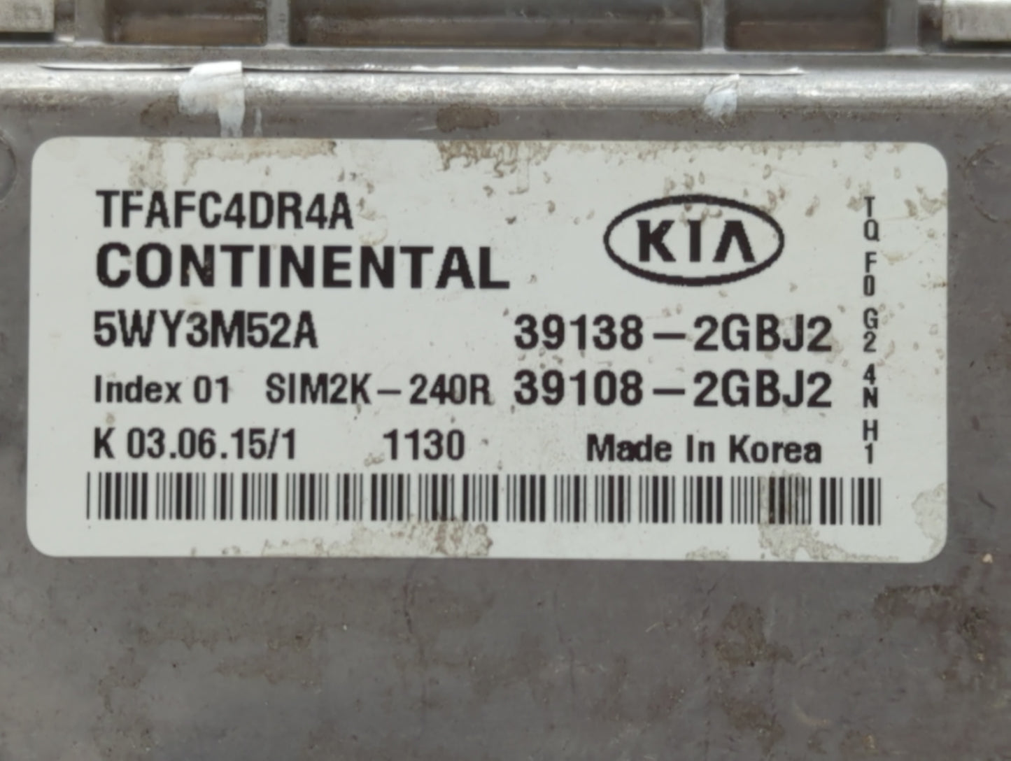 2015 Kia Optima PCM Engine Control Computer ECU ECM PCU OEM P/N:39108-2GBJ2 39138-2GBJ2, 39108-2GBJ1, 39138-2GBJ1 Fits OEM U