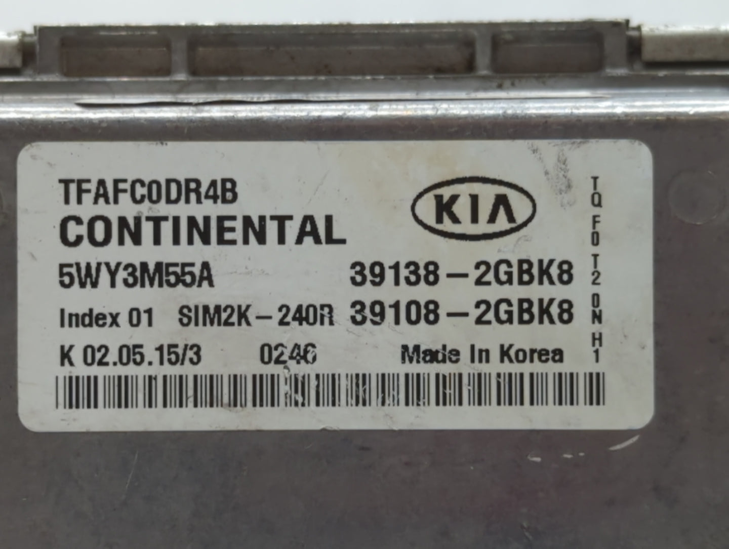 2015 Kia Optima PCM Engine Control Computer ECU ECM PCU OEM P/N:39138-2GBK8 39108-2GBK8 Fits OEM Used Auto Parts - Oemusedau
