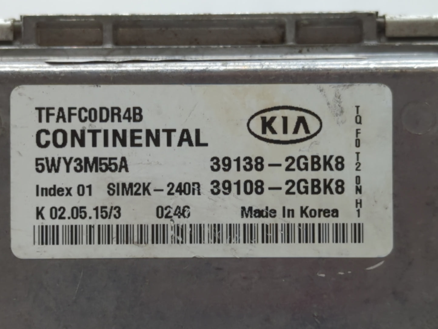 2015 Kia Optima PCM Engine Control Computer ECU ECM PCU OEM P/N:39138-2GBK8 39108-2GBK8 Fits OEM Used Auto Parts - Oemusedau