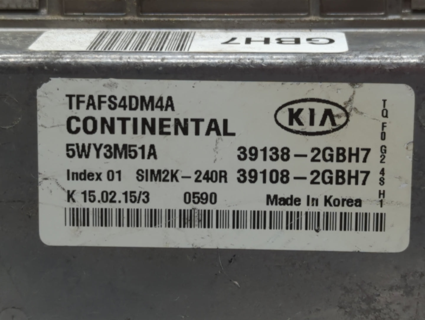 2014-2015 Kia Optima PCM Engine Control Computer ECU ECM PCU OEM P/N:39138-2GBH7 Fits Fits 2014 2015 OEM Used Auto Parts - O