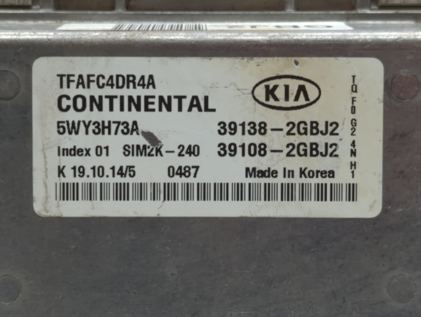 2015 Kia Optima PCM Engine Control Computer ECU ECM PCU OEM P/N:39138-2GBJ2 Fits OEM Used Auto Parts - Oemusedautoparts1.com