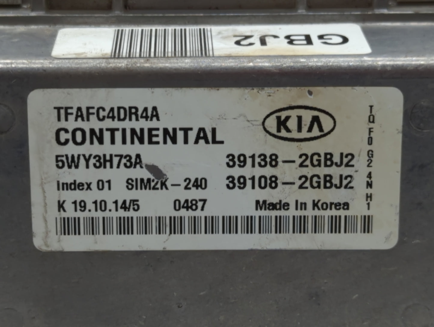2015 Kia Optima PCM Engine Control Computer ECU ECM PCU OEM P/N:39138-2GBJ2 Fits OEM Used Auto Parts - Oemusedautoparts1.com