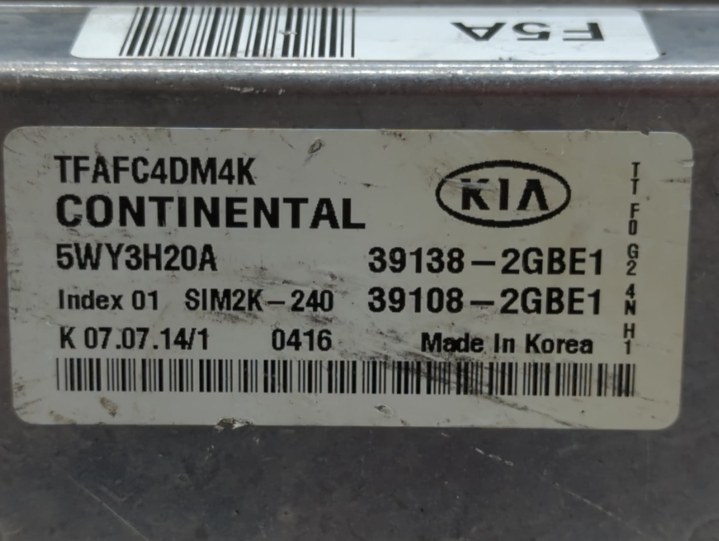 2014-2015 Kia Optima PCM Engine Control Computer ECU ECM PCU OEM P/N:39108-2GBE1 39138-2GBE1 Fits Fits 2014 2015 OEM Used Au