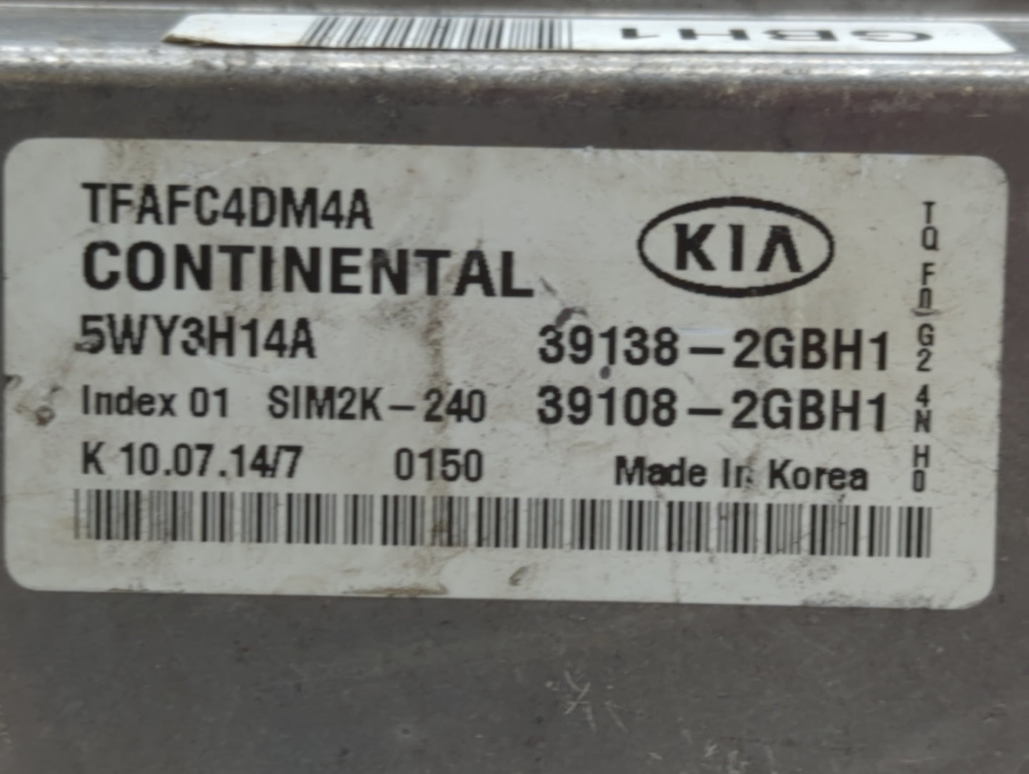 2015 Kia Optima PCM Engine Control Computer ECU ECM PCU OEM P/N:39138-2GBH1 821807A Fits OEM Used Auto Parts - Oemusedautopa